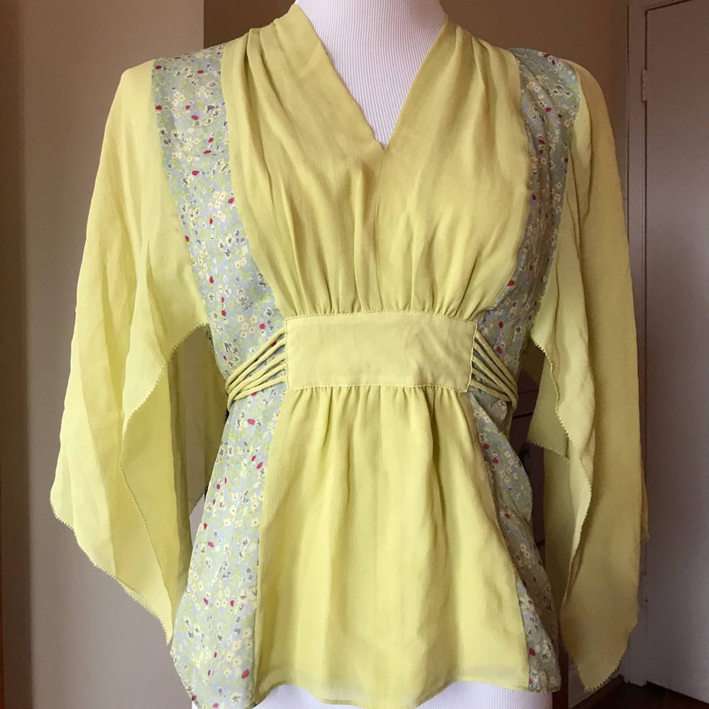 Catherine Malandrino Yellow Floral Blouse
